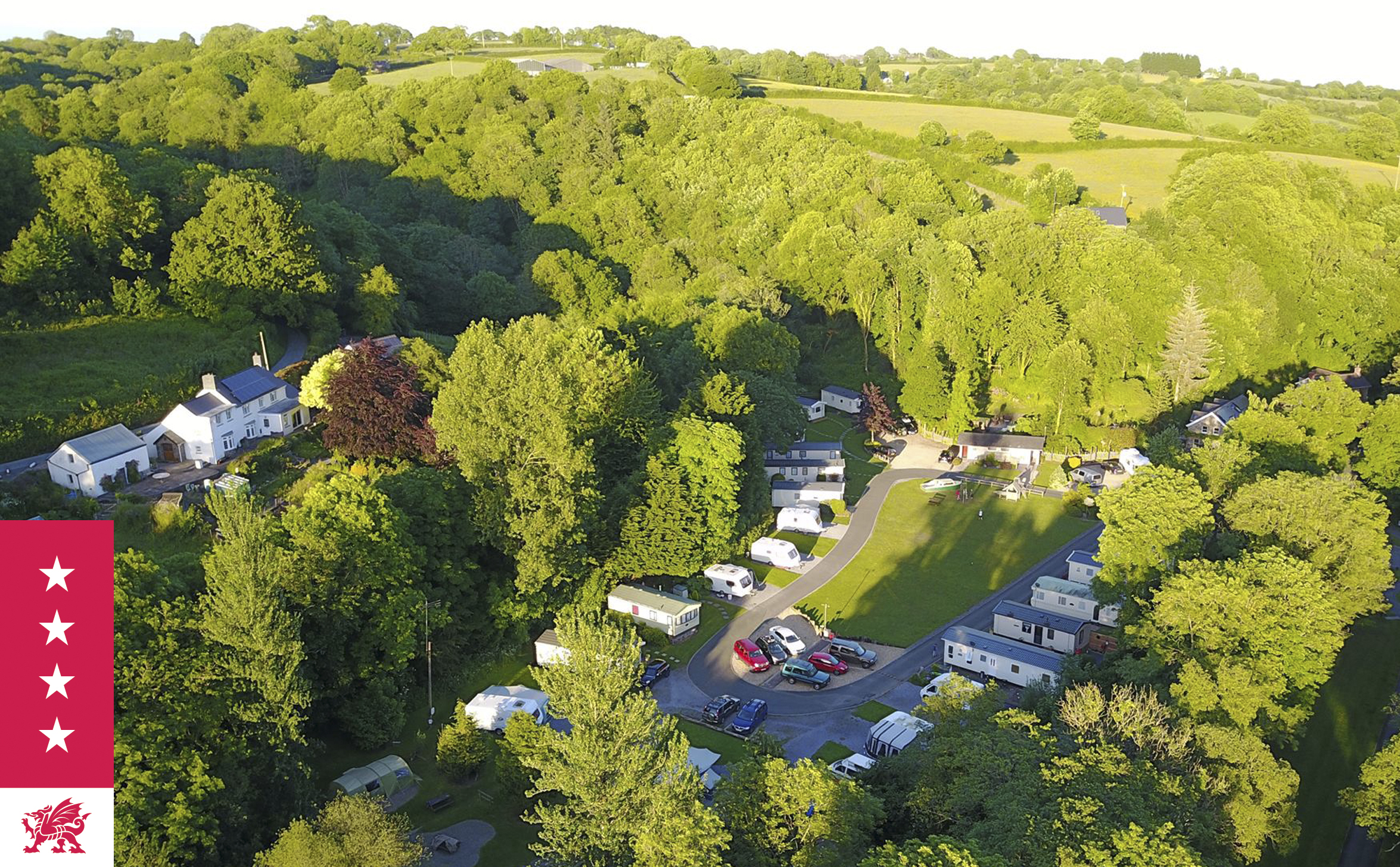 Drone assisted photograph of Mill House Caravan Park